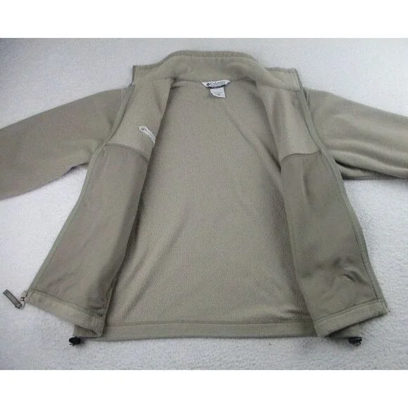Columbia‎ Sportswear Sweater Mens Medium Full Zip Beige Fleece Pockets Outdoor M